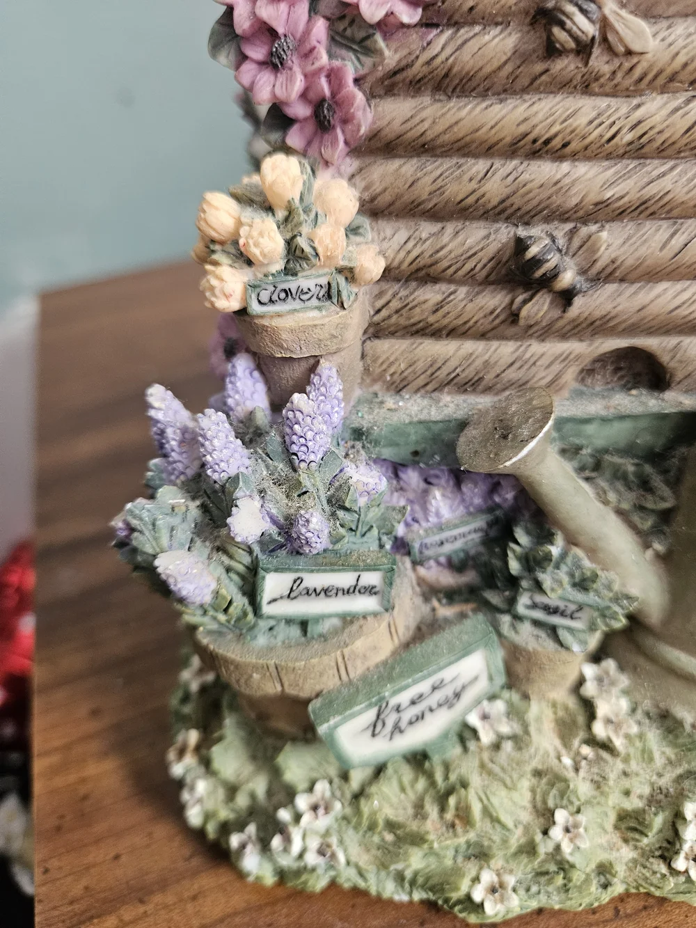 Pfaltzgraff Garden Beehive Figurine with Pink Blossoms and Lavender Accents
